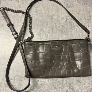 Coach croc embossed leather crossbody/wristlet bag